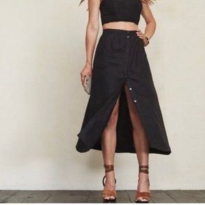 REFORMATION LINEN MIDI SKIRT